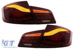 OLED hátsó lámpák BMW 5 F10 (2011-2017) Piros átlátszó dinamikus irányjelző -image-6096141