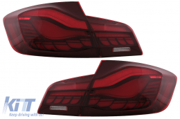 OLED hátsó lámpák BMW 5 F10 (2011-2017) Piros átlátszó dinamikus irányjelző -image-6096149
