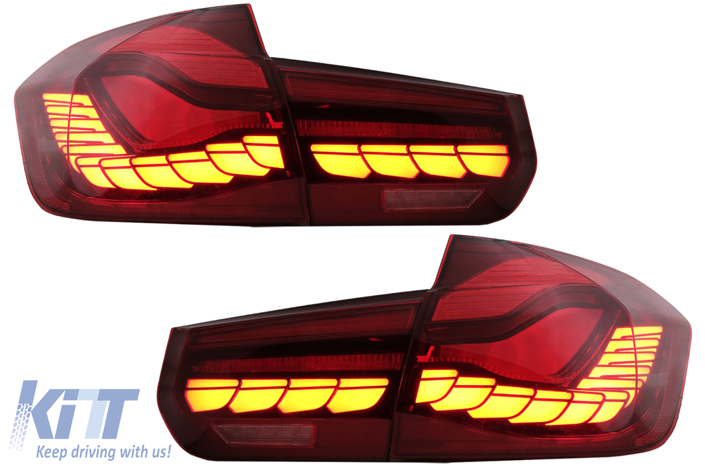 OLED hátsó lámpák átalakítása M4-es kivitelre, alkalmas BMW 3-as sorozatú F30 Pre LCI és LCI (2011-2019) F35 F80 Red Clear, dinamikus szekvenciális kanyarodó lámpával