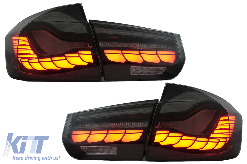 OLED hátsó lámpák átalakítása M4-es kivitelre, alkalmas BMW 3-as sorozatú F30 Pre LCI és LCI (2011-2019) F35 F80 Red Smoke, dinamikus szekvenciális kanyarodó lámpával