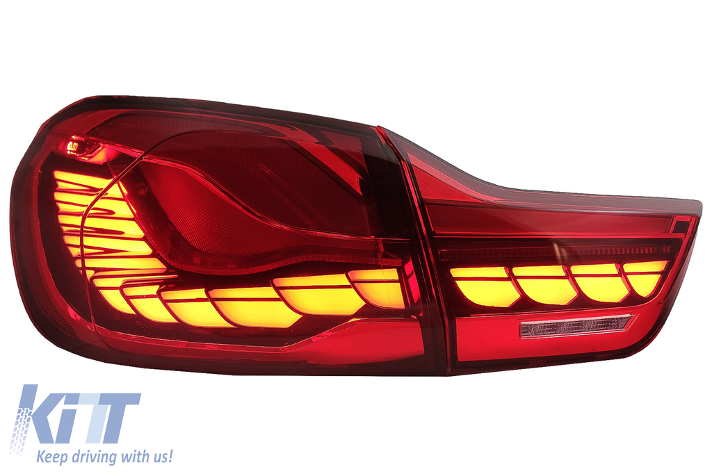OLED Taillights suitable for BMW 4 F32 F33 F36 M4 F82 F83 (2013-03.2019) Red with Dynamic Sequential Turning Light - CarPartsTuning.com