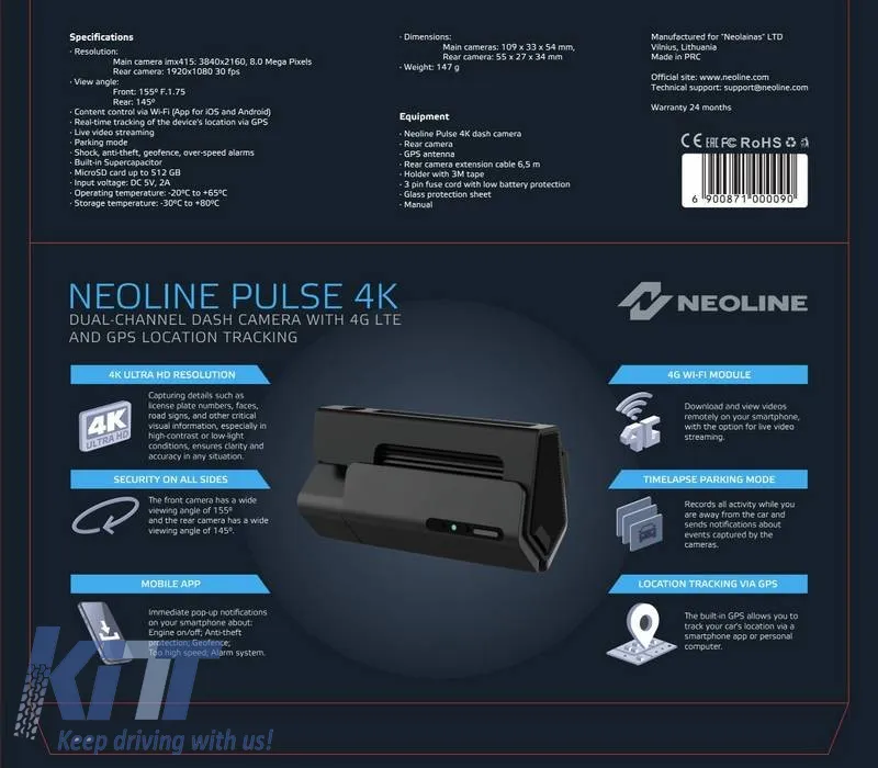 On Board Camera 2 Channel Wi-fi FHD+HD Neoline Pulse 4K