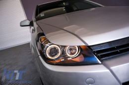 Фарове подходящи за Opel Astra H (03.2004-2009) Angel Eyes 2 Halo Джанти Черен-image-6085306
