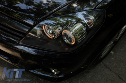 Фарове подходящи за Opel Astra H (03.2004-2009) Angel Eyes 2 Halo Джанти Черен-image-6094028
