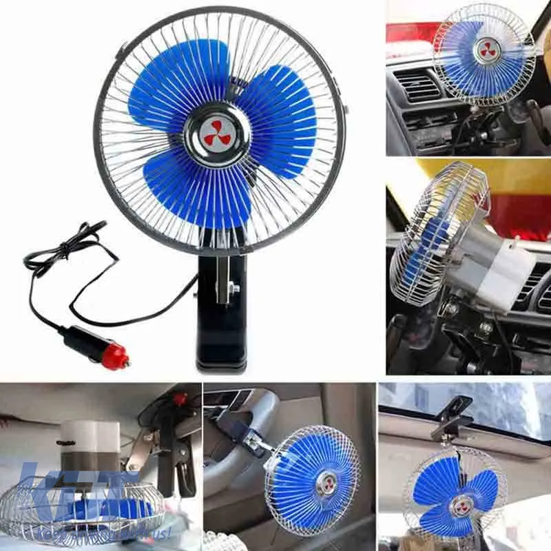 Oscillating Car Fan 12 Volt 6" With Clip