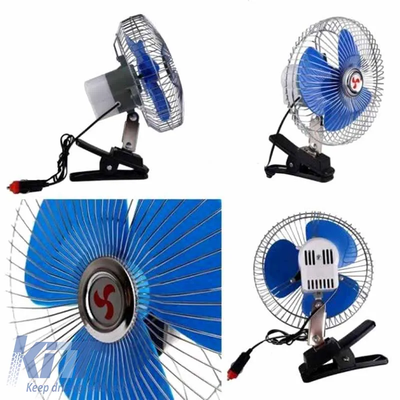 Oscillating Car Fan 12 Volt 6" With Clip