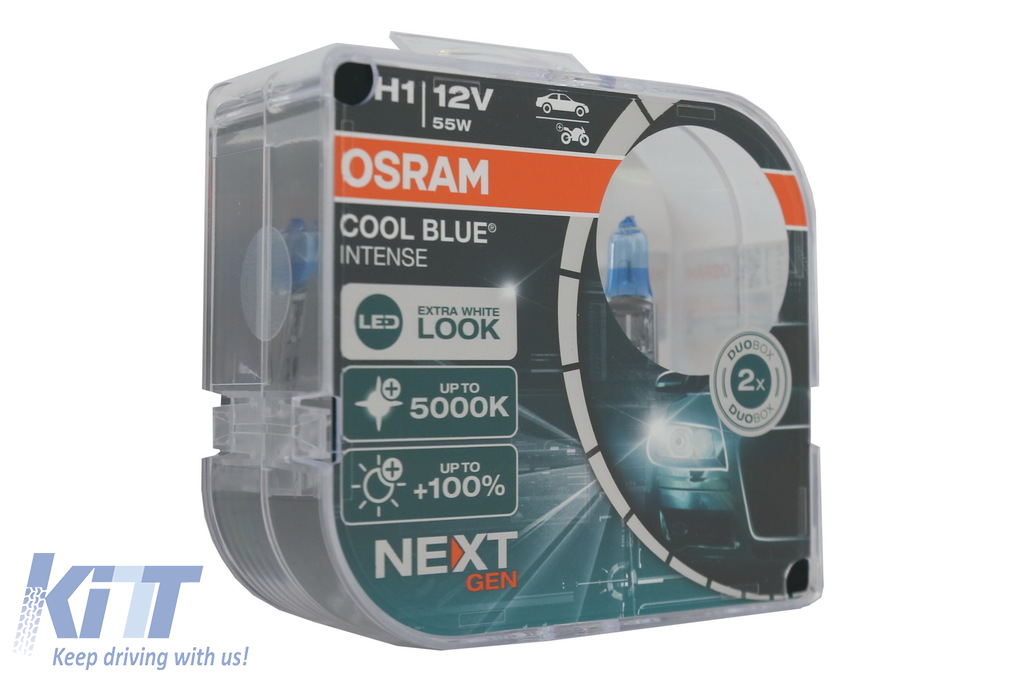 OSRAM COOL BLUE INTENSE NEXT GEN H1 Halogen Headlamp 64150CBN-HCB 12V Hard  cover box (2 Units) 