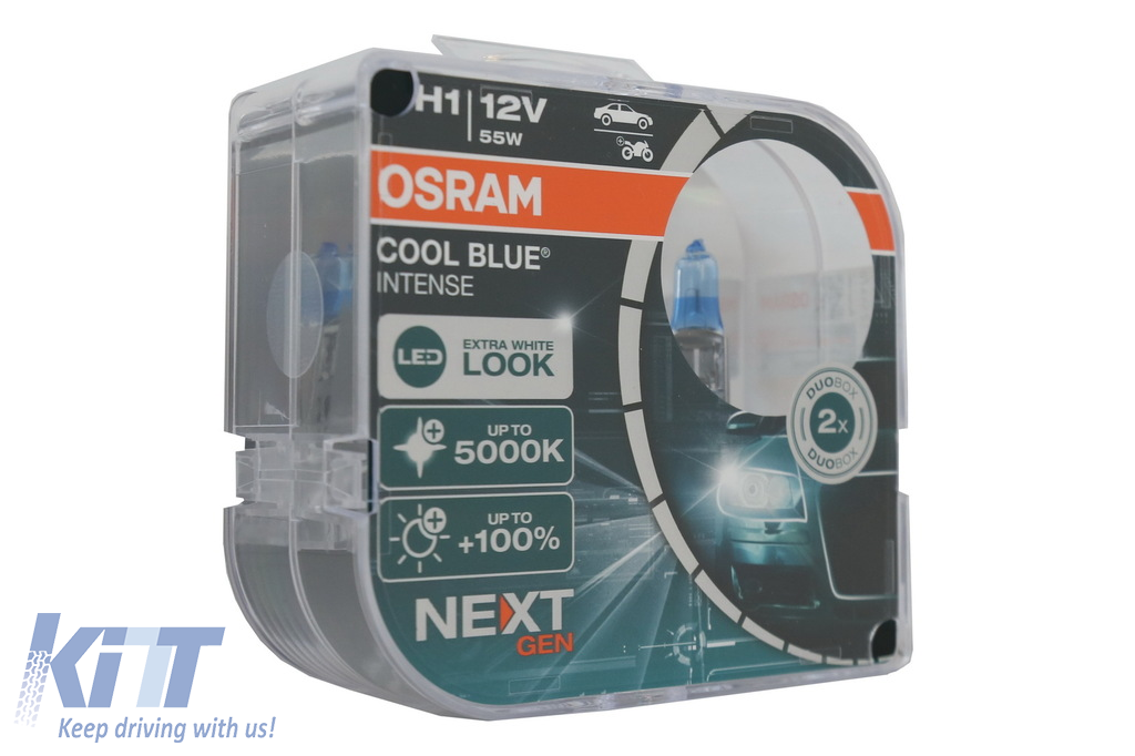 OSRAM Cool Blue® Intense H1, 100% more brightness, up to 5,000 K, halogen  headlight lamp, LED look, folding box (1 lamp)