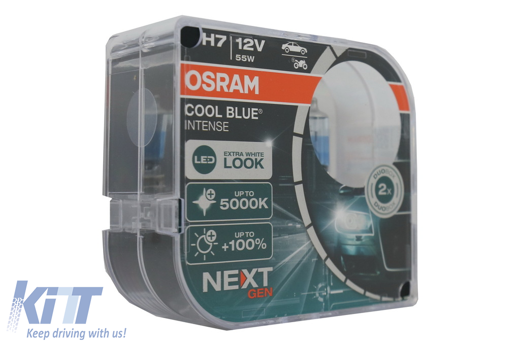  OSRAM COOL BLUE INTENSE H7, 100% more brightness, up to 5,000K,  halogen headlight lamp, LED look, duo box (2 lamps), 64210CBN-HCB :  Automotive