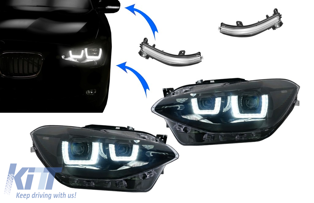 Osram LEDriving Full LED fényszórók BMW 1-es sorozatú F20 F21-hez (2011.06-2015.03) Osram Full LED vezetőtükör visszajelzőkkel, dinamikus szekvenciális kanyarodó lámpákkal