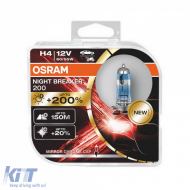 OSRAM NIGHT BREAKER 200 H4 Auto- Moto Halogen Headlamp 64193NB200-HCB Hardcore Box - 64193NB200-HCB