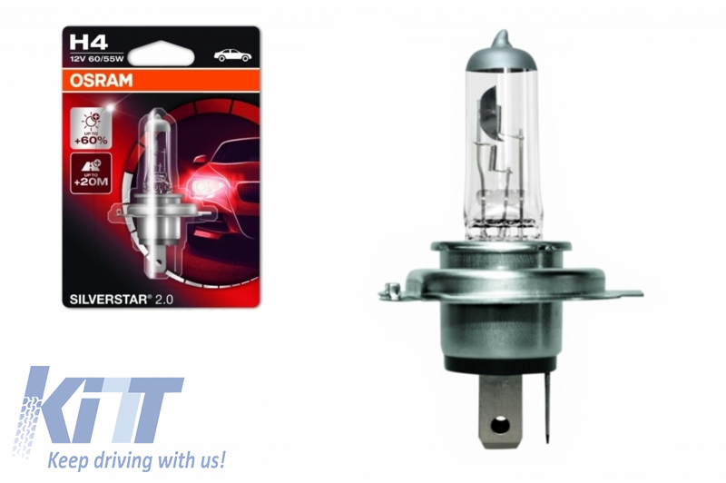2x H4 Osram All-Season Lamps Lamp 12V 60/55W Bulb Lamp 30% More Light 