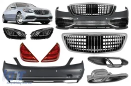 image-16-Pacchetto Maybach adatto per Mercedes S-Class W222 2013-2020 con fari a LED e fanali posteriori a LED