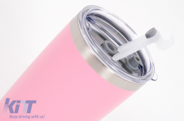 Pack 2pcs Thermos Stainless Steel SS304 Insulated Mug with Lid Double Wall Pink Blue 20oz 590ml-image-6126604