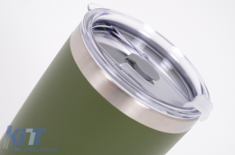 Pack 2pcs Thermos Stainless Steel SS304 Insulated Mug with Lid Double Wall Orange Green 20oz 590ml-image-6126632