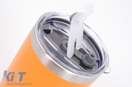 Pack 2pcs Thermos Stainless Steel SS304 Insulated Mug with Lid Double Wall Orange Gray 20oz 590ml-image-6126648