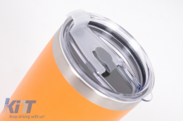 Pack 2pcs Thermos Stainless Steel SS304 Insulated Mug with Lid Double Wall Orange Gray 20oz 590ml-image-6126649