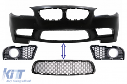 Pack Front Bumper Lower Central and Side Grille suitable for BMW 5 Series F10 F11 (2009-2014) only for M5 Bumper