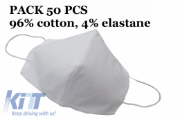 Package of 50 Reusable Triangle Mask 96% Cotton and 4% Elastane 2 Layers Unisex Washable - MASKBBCM2TGH