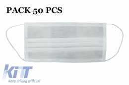 image-12-Paquete de 50 Protección facial con pliegues 100% polipropileno 2 capas Unisexo