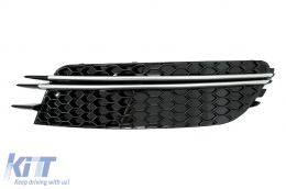 Parachoque Lado Rejillas Cubiertas para Audi A6 C7 4G 2012-2015 Negro Cepillado Aluminio-image-6083005