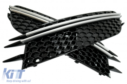 Parachoque Lado Rejillas Cubiertas para Audi A6 C7 4G 2012-2015 Negro Cepillado Aluminio-image-6083006
