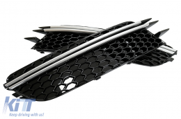 Parachoque Lado Rejillas Cubiertas para Audi A6 C7 4G 2012-2015 Negro Cepillado Aluminio-image-6083007