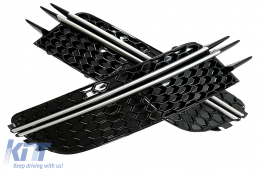 Parachoque Lado Rejillas Cubiertas para Audi A6 C7 4G 2012-2015 Negro Cepillado Aluminio-image-6083008