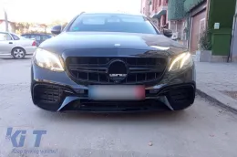 Parachoques delantero diseño A adecuado para Mercedes E-Class W213 sedán, S213 familiar 2016-2019, para el modelo sin aletas activas-image-6265765