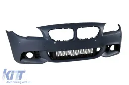 Parachoques delantero M Technik adecuado para BMW Serie 5 F10 sedán, F11 touring 2013-2017 con PDC, con limpiaparabrisas, sin luces antiniebla-image-6162831