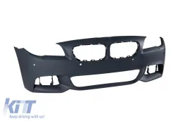 Parachoques delantero M Technik adecuado para BMW Serie 5 F10 sedán, F11 touring 2013-2017 con PDC, con limpiaparabrisas, sin luces antiniebla-image-6162836