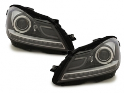 Parachoques delantero para Mercedes C W204 12-14 C63 Facelift Look DECTANE Faros DRL-image-5998022