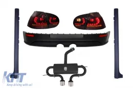 image-23-Parachoques extensión escape para VW Golf V 03-08 faldas Luz Rojo/humo R32 Look