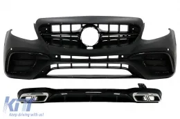 image-0-Parachoques para Mercedes E W213 16+ E63 Look Negro Difusor Puntas Escape