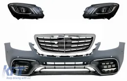image-4-Parachoques para Mercedes S W222 13- Facelift S63 Look Parrilla Faros Full LED
