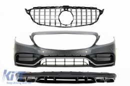 image-38-Parachoques para Mercedes W205 S205 AMG Line 14-20 Difusor Rejilla C63S Look