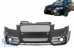 Paraurti anteriore con Griglia anteriore per Audi A4 B7 2004-2008 RS4 Look Nero-image-6092681