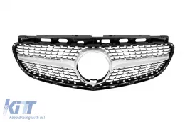 Paraurti anteriore Design Line adatto per Mercedes E-Class W212 Sedan, S212 Estate 2014-2016 con griglia a diamante cromata/grigia-image-6237274