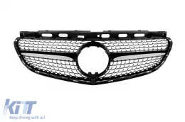 Paraurti anteriore Design Line adatto per Mercedes E-Class W212 Sedan, S212 Estate 2014-2016 con griglia a diamante nera-image-6237374