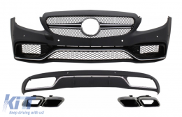 image-59-Paraurti anteriore Diffusore Punte Cromo per Mercedes C W205 S205 14-18 C63 Look