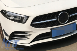 Paraurti anteriore Lip Estensione per Mercedes A W177 V177 04.18-2022 A35 Look Nero-image-6063465