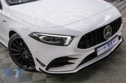 Paraurti anteriore Lip Estensione per Mercedes A W177 V177 04.18-2022 A35 Look Nero-image-6094924