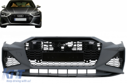 Paraurti anteriore per Audi A6 C8 4K 2018+ RS6 Look Griglia Centrale Nero lucido-image-6091671
