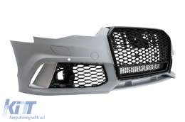 Paraurti con nido d'ape Griglia per Audi A6 C7 4G Facelift 15-18 RS6 Look PDC SRA-image-6083189