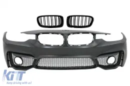 image-70-Paraurti per BMW Serie 3 F30 F31 11-2019 Griglie Double M Look Nero lucido