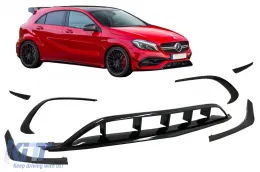 image-78-Paraurti Pinne Splitter Aero per Mercedes W176 Facelift Sport Line 15-18 Nero Lucido