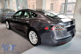 Paraurti posteriore Avisa protettore adatto per Tesla Model S Liftback 2012-2016, dopo il 2016, laccato nero-image-6211971
