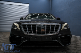 Pare-choc Avant pour Mercedes Classe S W222 Facelift 2017-2020 Look S63 Grilles inférieures-image-6100106