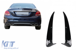 Pare-chocs arrière Rabats latéraux Palmes Flics pour Mercedes Classe C W205 14-20 Noir brillant-image-6091898