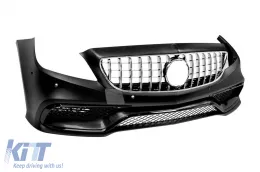 Pare-chocs avant A Design type 63 adapté pour Mercedes CLS C218 2011-2015 avec grille GT chrome/noir et éléments laqués noirs-image-6138410